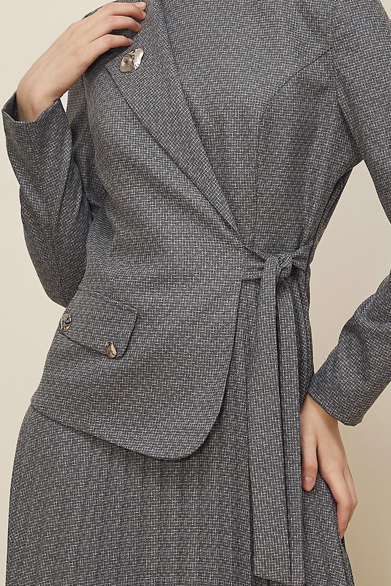 Tesettür giyim GRİ BAĞLAMA DETAYLI ELBİSE 46225