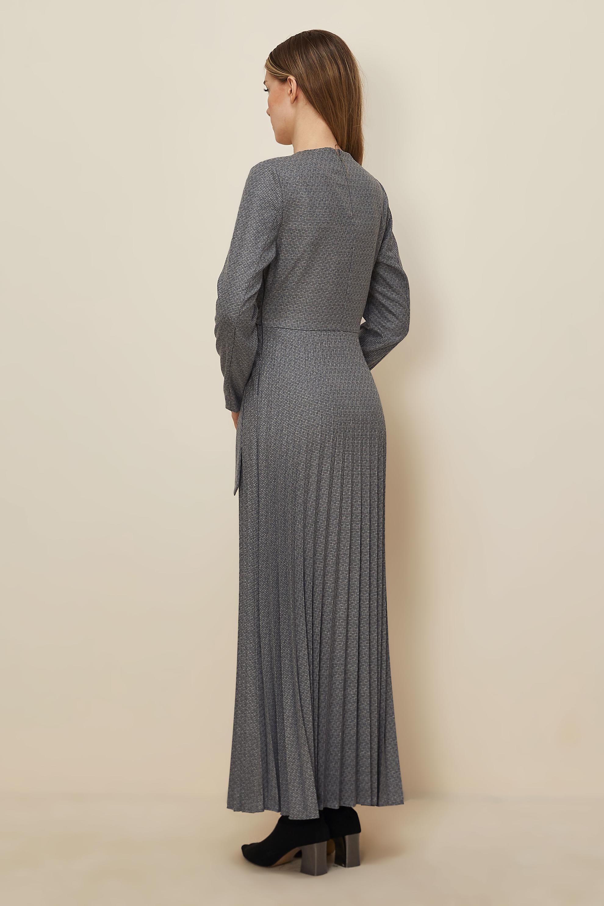 Tesettür giyim GRİ BAĞLAMA DETAYLI ELBİSE 46225