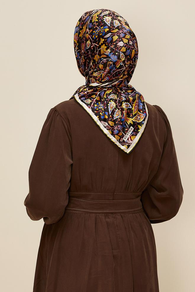 Vêtements hijab NOIR ÉCHARPE À MOTIFS ALVINA 10609 - ALVİNA