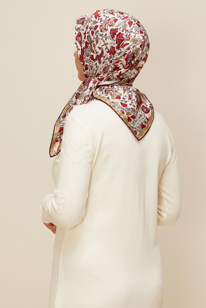 Vêtements hijab ROUGE ÉCHARPE À MOTIFS ALVINA 10609 - ALVİNA