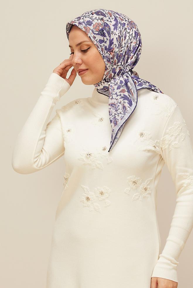 Vêtements hijab POURPRE ÉCHARPE À MOTIFS ALVINA 10609 - ALVİNA
