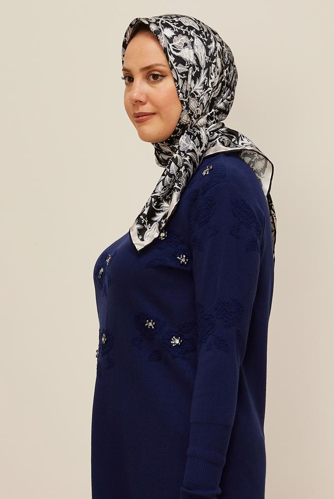 Vêtements hijab GRIS ÉCHARPE À MOTIFS ALVINA 10609 - ALVİNA