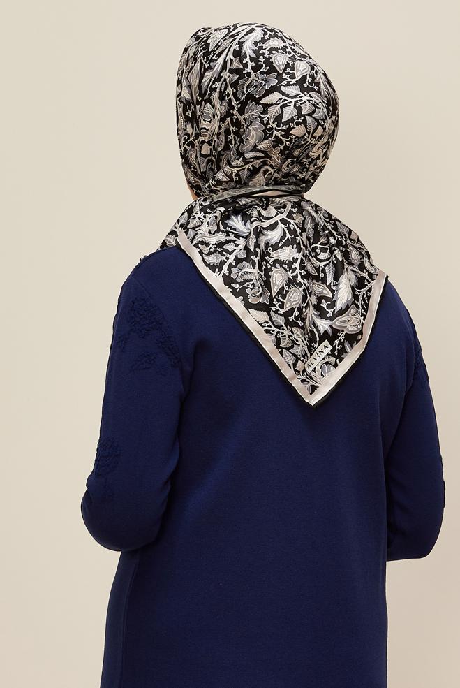 Vêtements hijab GRIS ÉCHARPE À MOTIFS ALVINA 10609 - ALVİNA