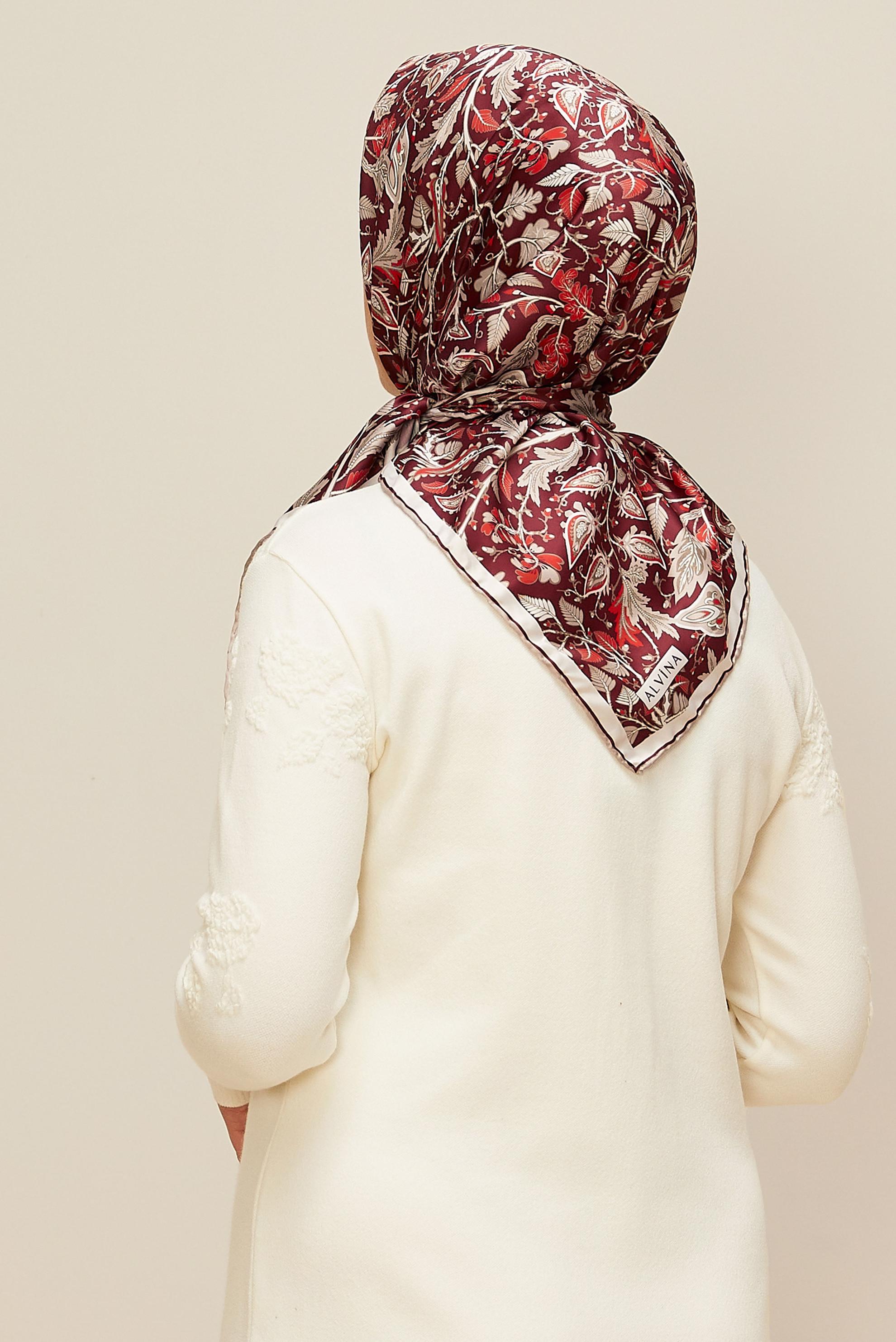 Vêtements hijab ROUGE BORDEAUX ÉCHARPE À MOTIFS ALVINA 10609