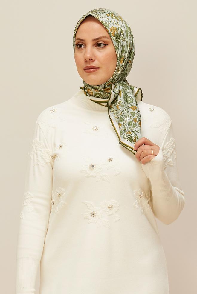 Vêtements hijab KAKI ÉCHARPE À MOTIFS ALVINA 10609 - ALVİNA