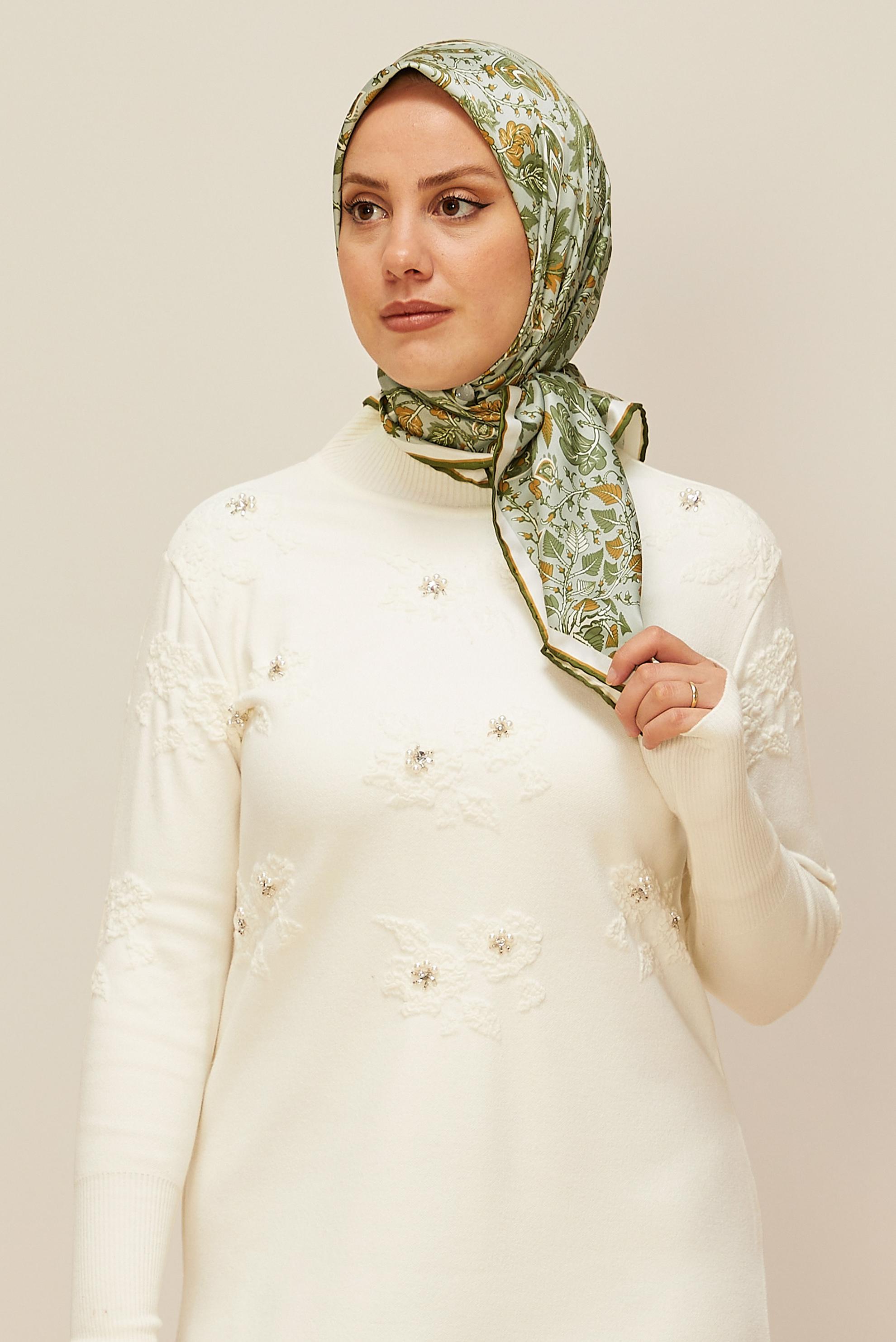 Vêtements hijab KAKI ÉCHARPE À MOTIFS ALVINA 10609