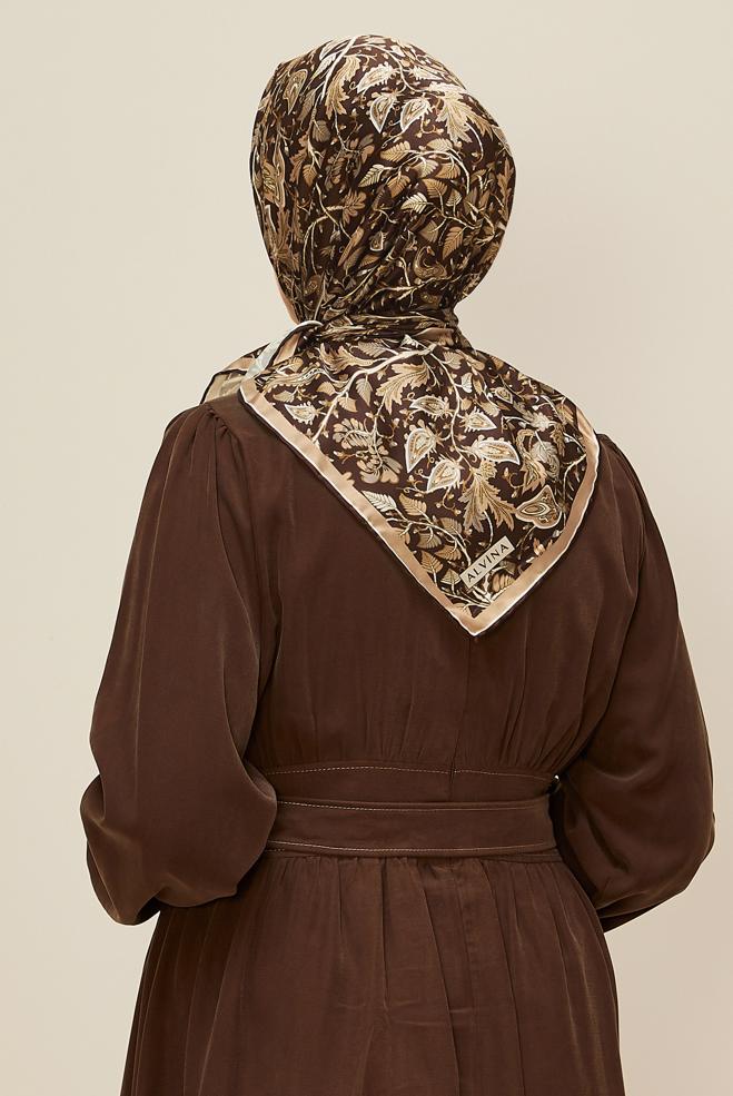Vêtements hijab BRUN ÉCHARPE À MOTIFS ALVINA 10609 - ALVİNA
