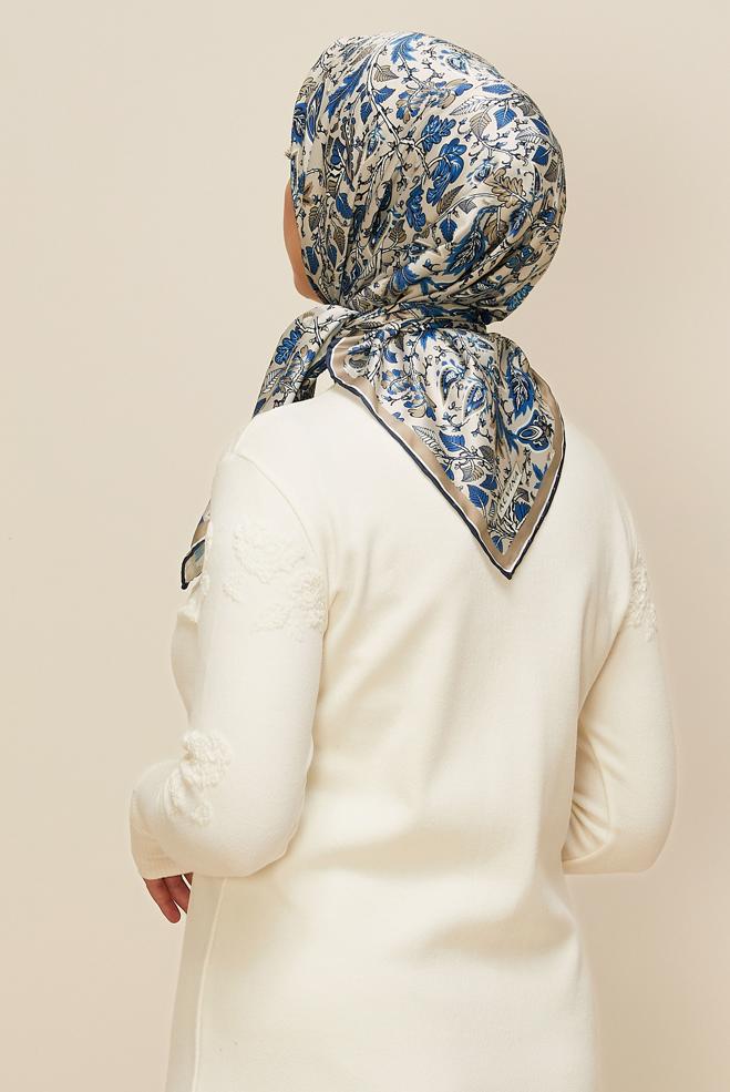 Vêtements hijab BLEU MARINE ÉCHARPE À MOTIFS ALVINA 10609 - ALVİNA