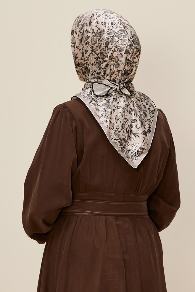 Vêtements hijab GRIS ÉCHARPE À MOTIFS ALVINA 10609 - ALVİNA