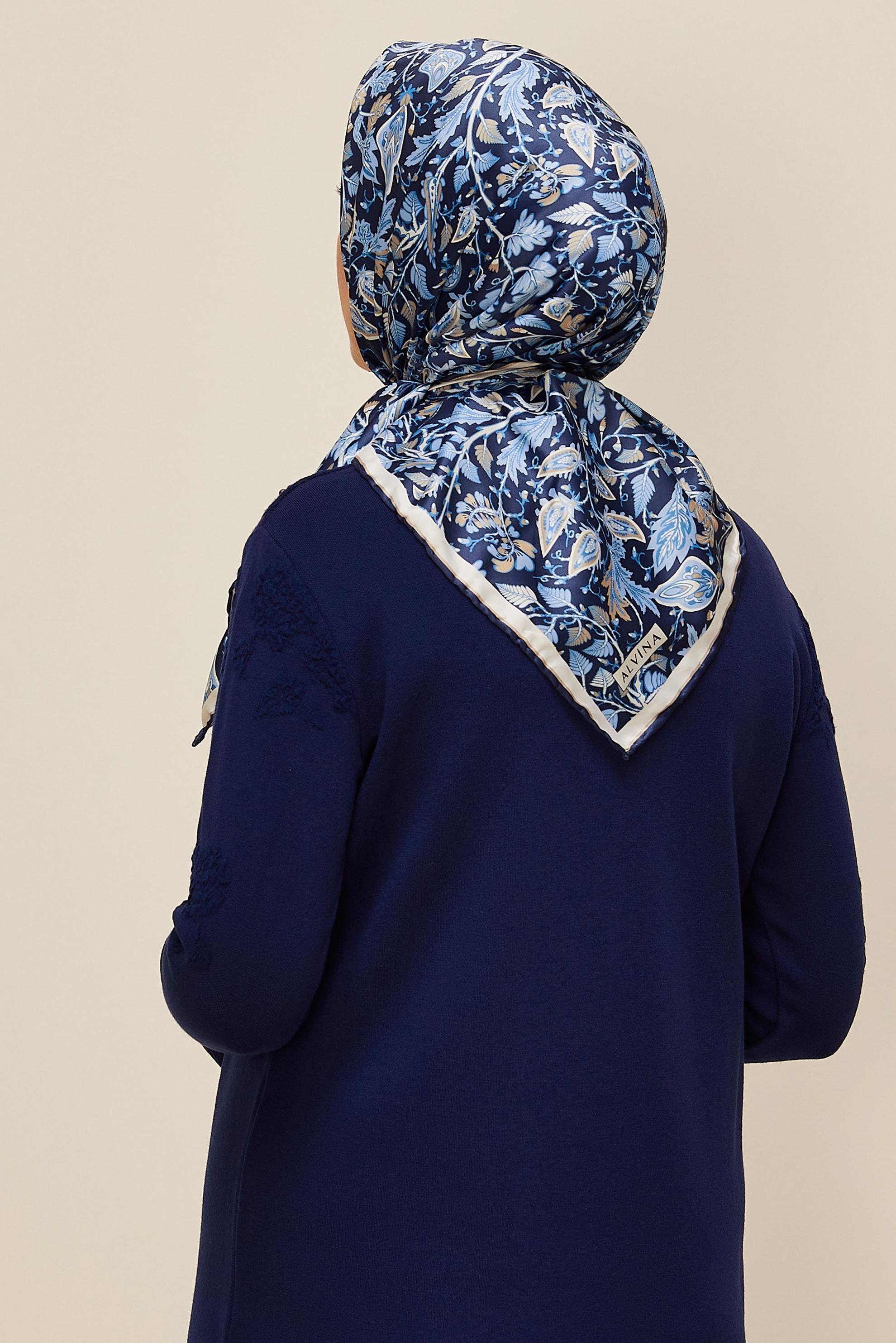 Hijab clothing NAVY BLUE ALVINA PATTERNED SCARF 10609