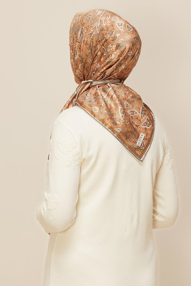 Vêtements hijab BRUN ÉCHARPE À MOTIFS ALVINA 10609 - ALVİNA