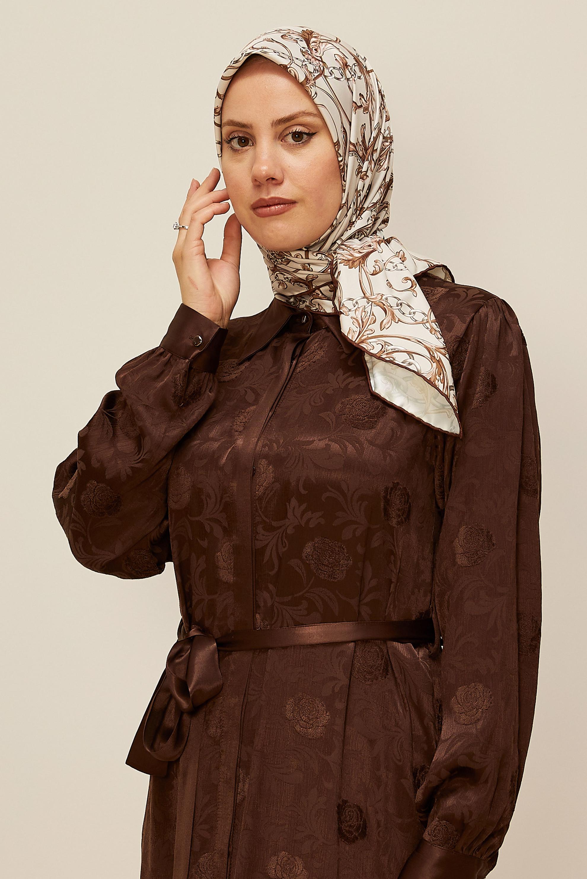 Vêtements hijab BRUN ÉCHARPE À MOTIFS ALVINA 10874