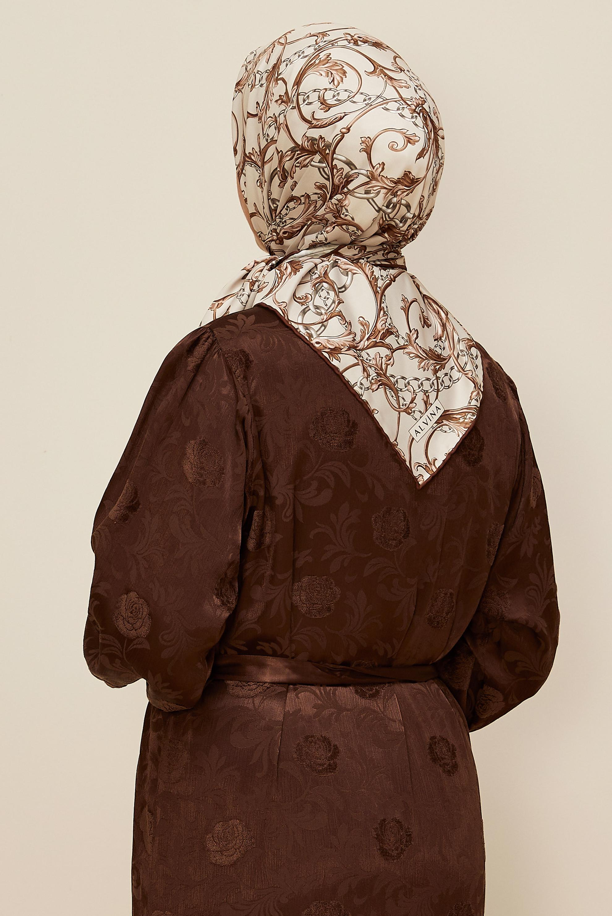 Vêtements hijab BRUN ÉCHARPE À MOTIFS ALVINA 10874