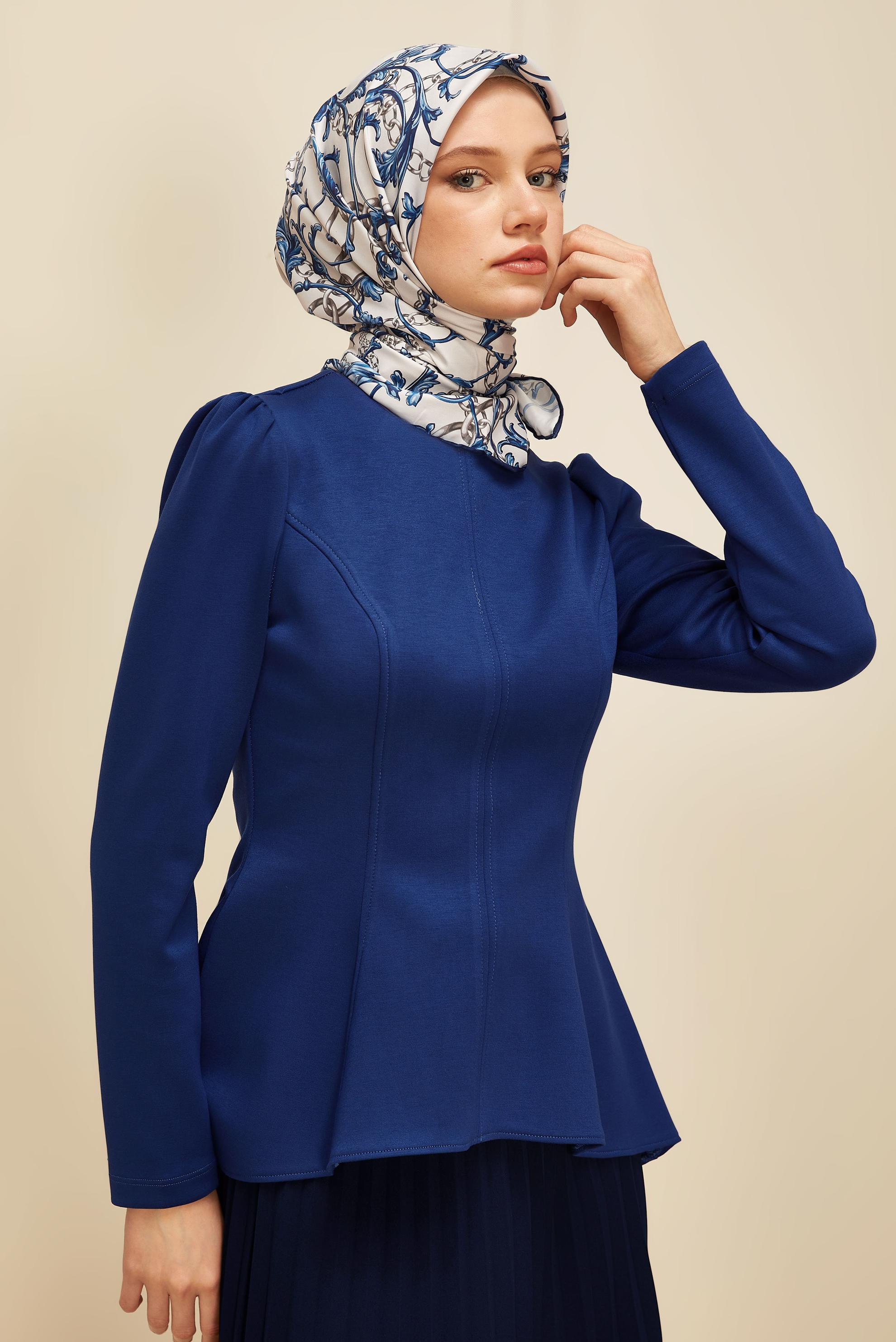 Tesettür giyim LACİVERT ALVİNA DESENLİ EŞARP 10874