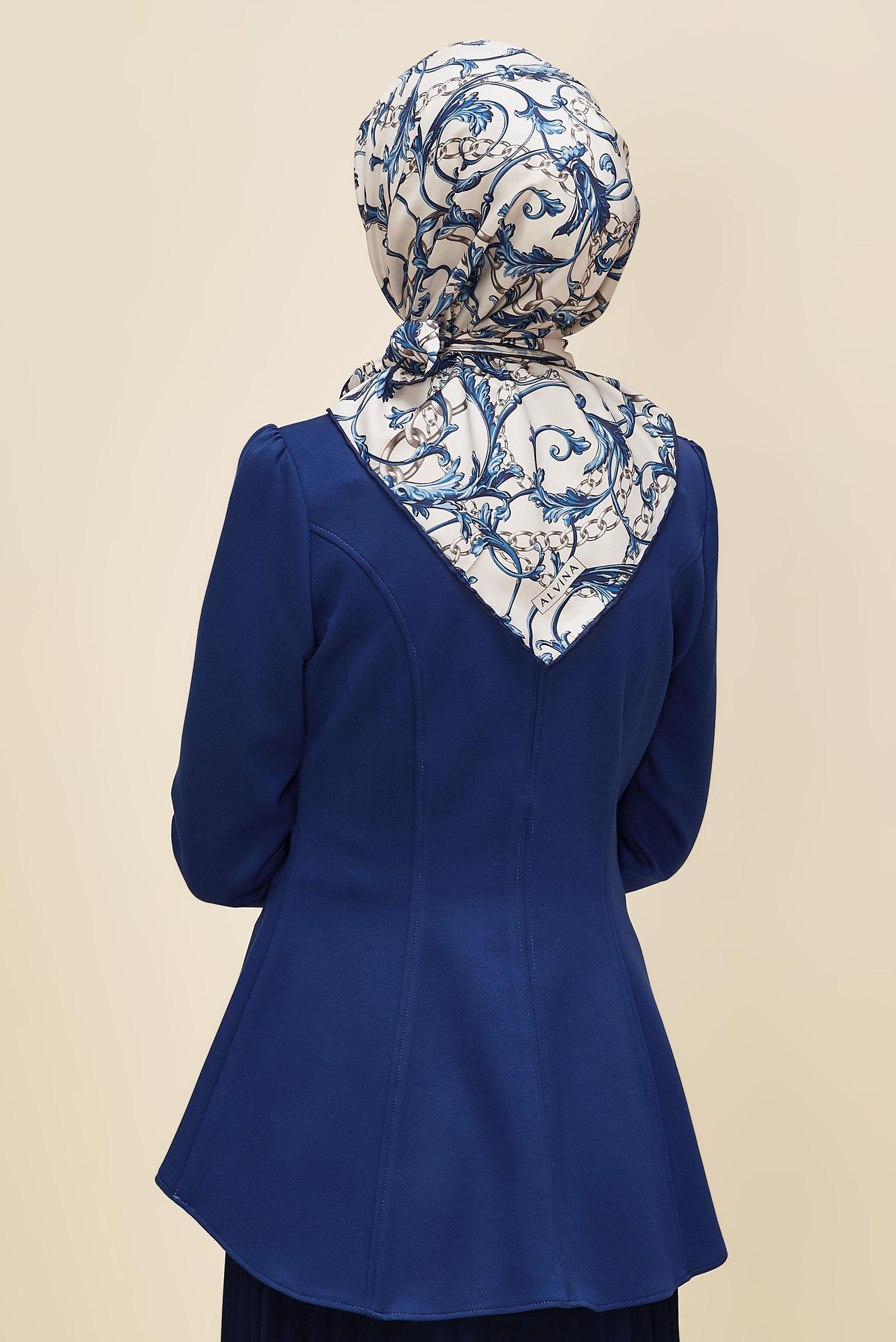 Tesettür giyim LACİVERT ALVİNA DESENLİ EŞARP 10874