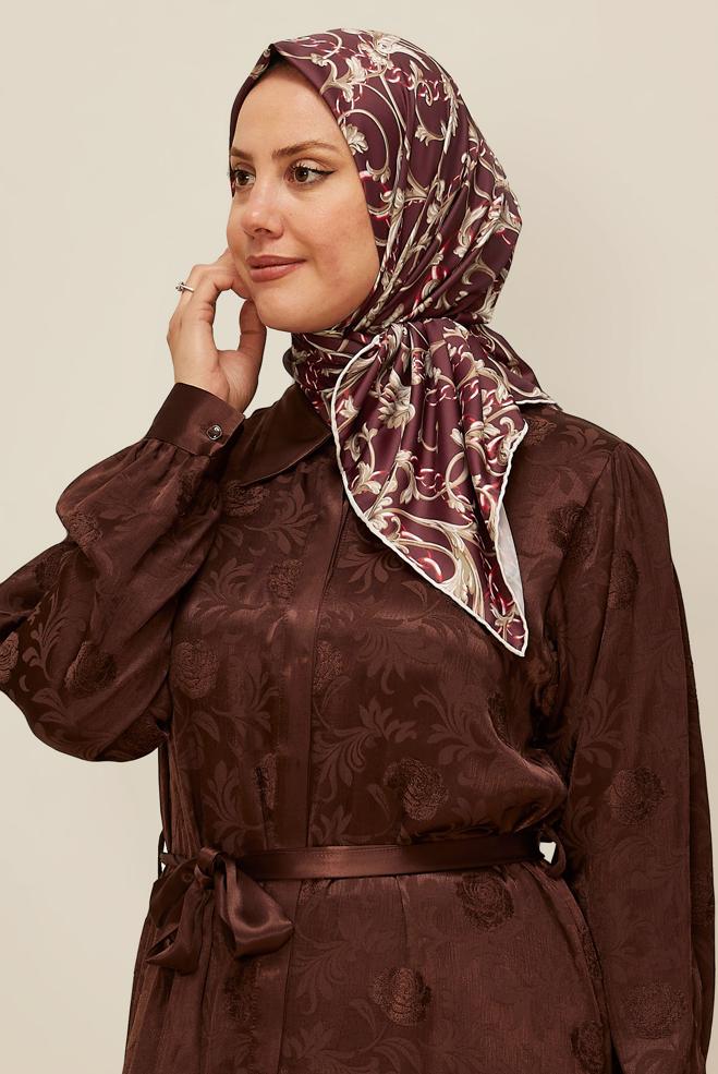 Vêtements hijab ROUGE BORDEAUX ÉCHARPE À MOTIFS ALVINA 10874 - ALVİNA