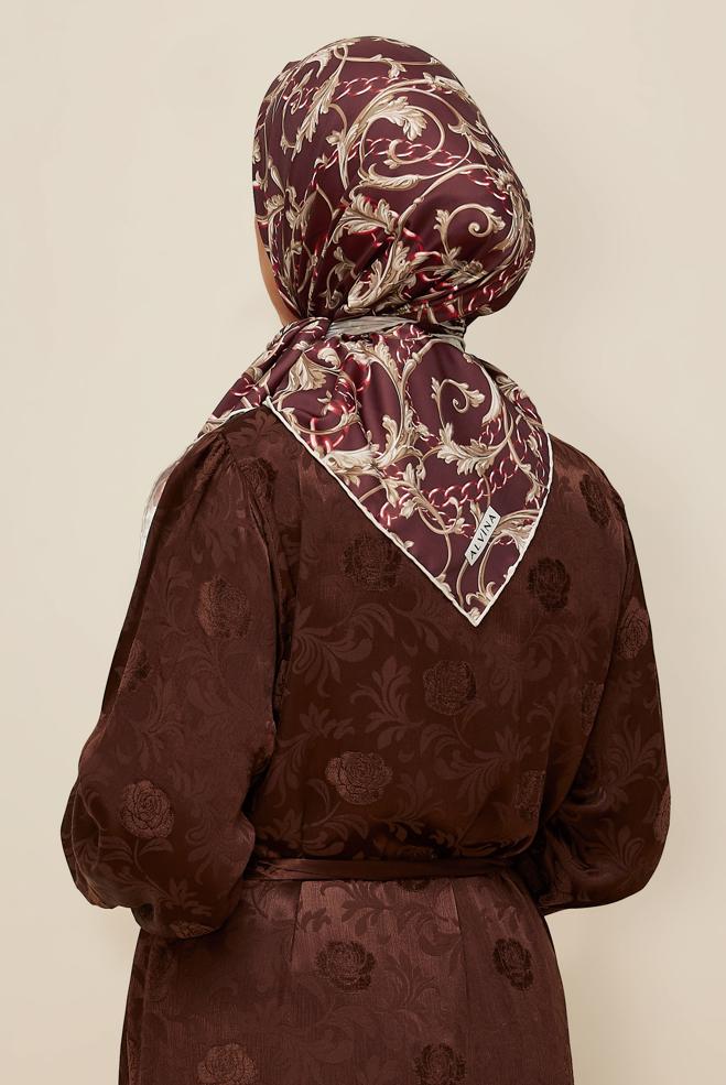 Vêtements hijab ROUGE BORDEAUX ÉCHARPE À MOTIFS ALVINA 10874 - ALVİNA