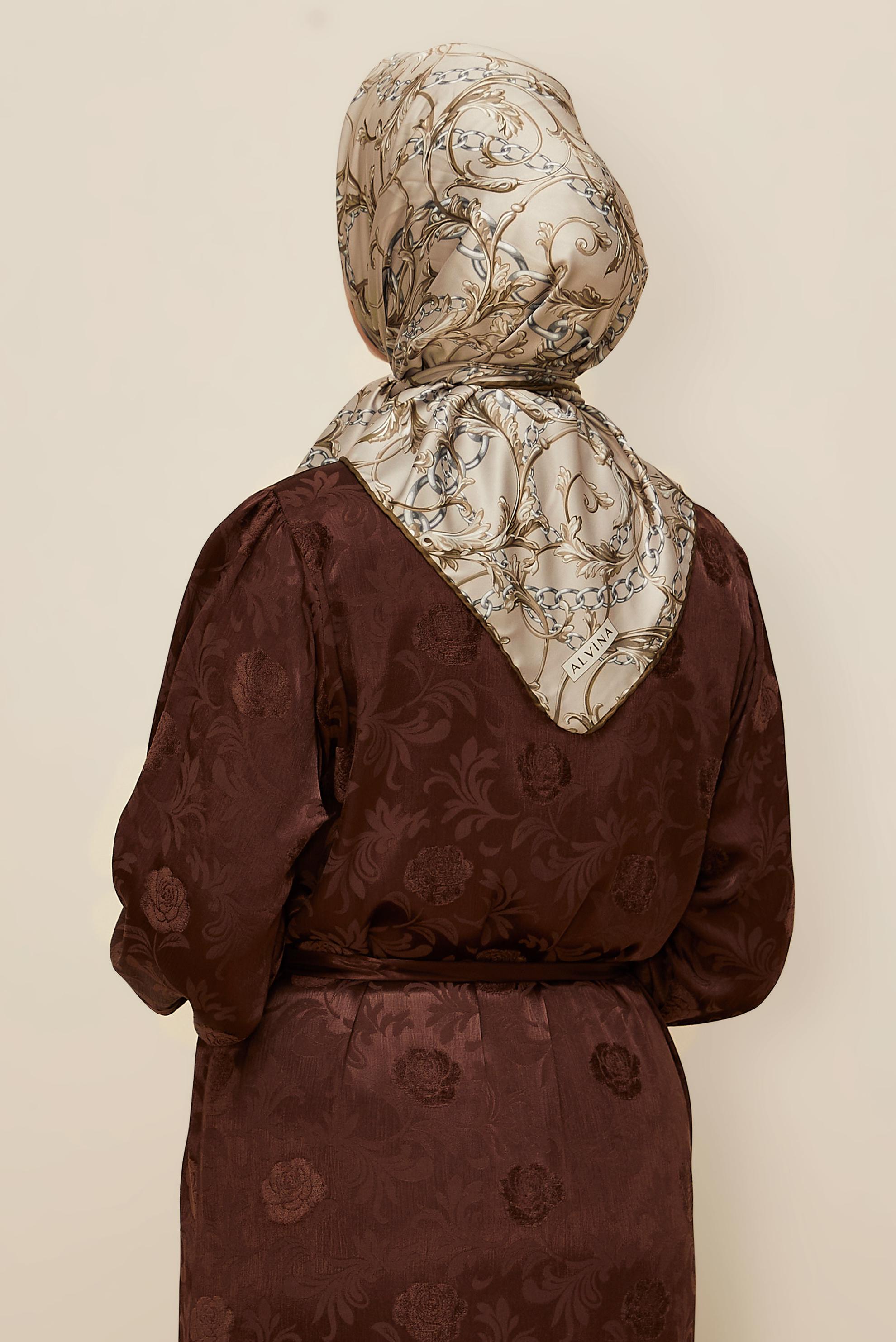 Tesettür giyim YEŞİL ALVİNA DESENLİ EŞARP 10874