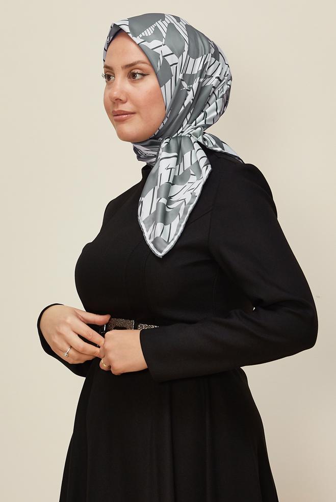 Tesettür giyim GRİ ALVİNA DESENLİ EŞARP 11023 - ALVİNA