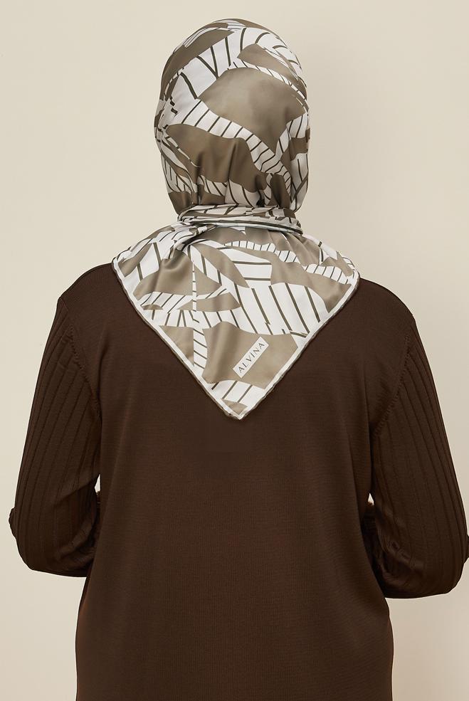 Tesettür giyim HAKİ ALVİNA DESENLİ EŞARP 11023 - ALVİNA