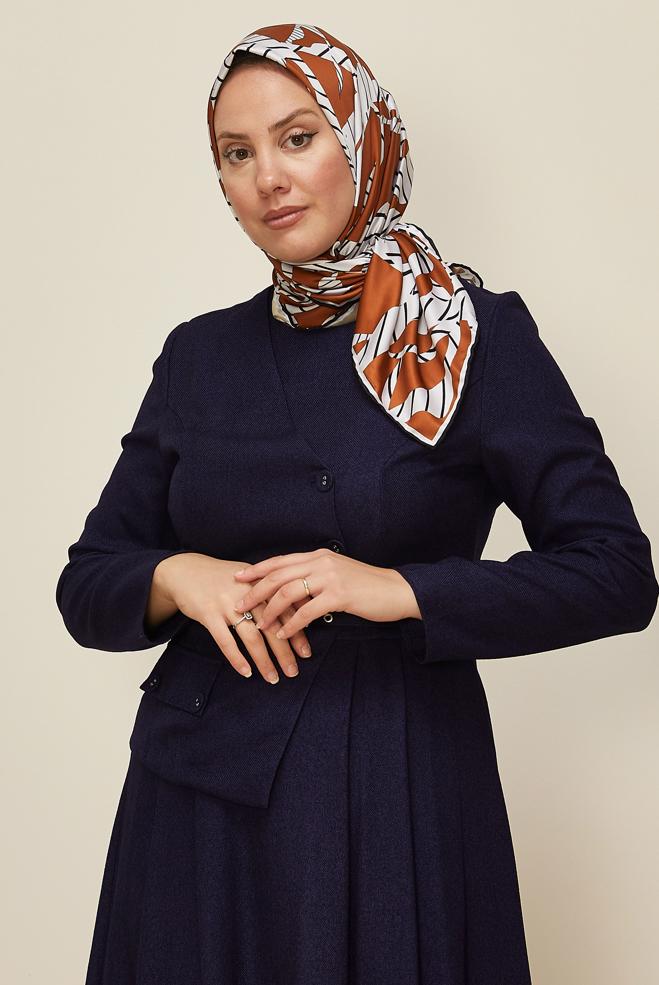 Tesettür giyim TURUNCU ALVİNA DESENLİ EŞARP 11023 - ALVİNA