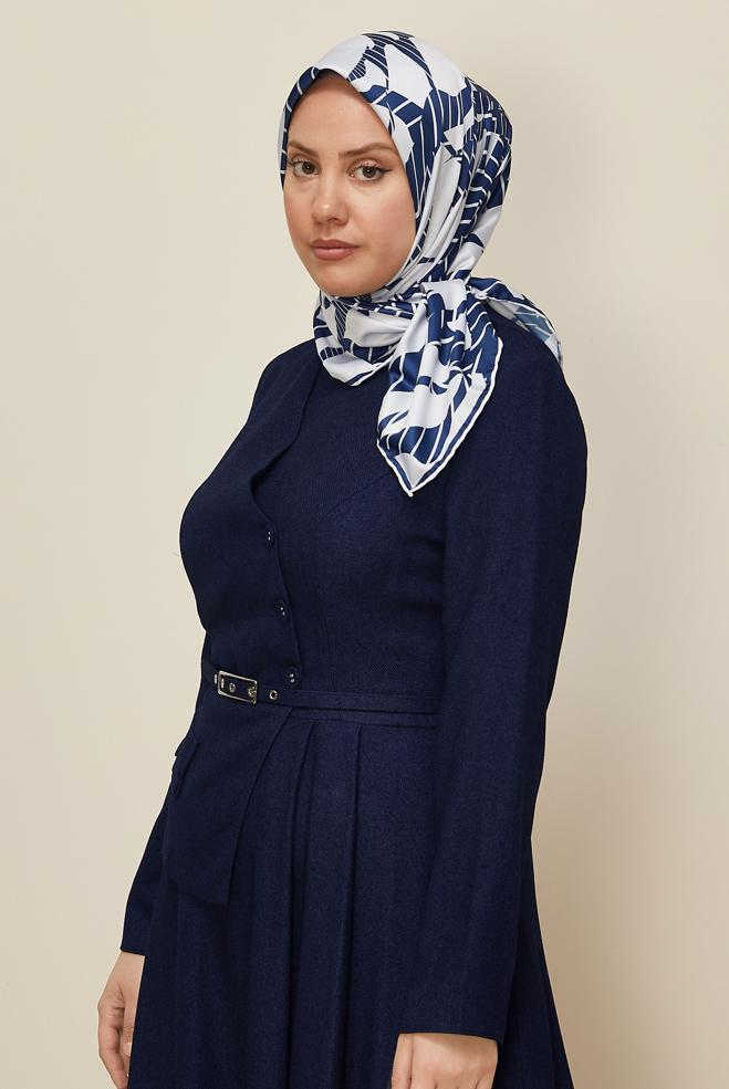 Tesettür giyim LACİVERT ALVİNA DESENLİ EŞARP 11023 - ALVİNA