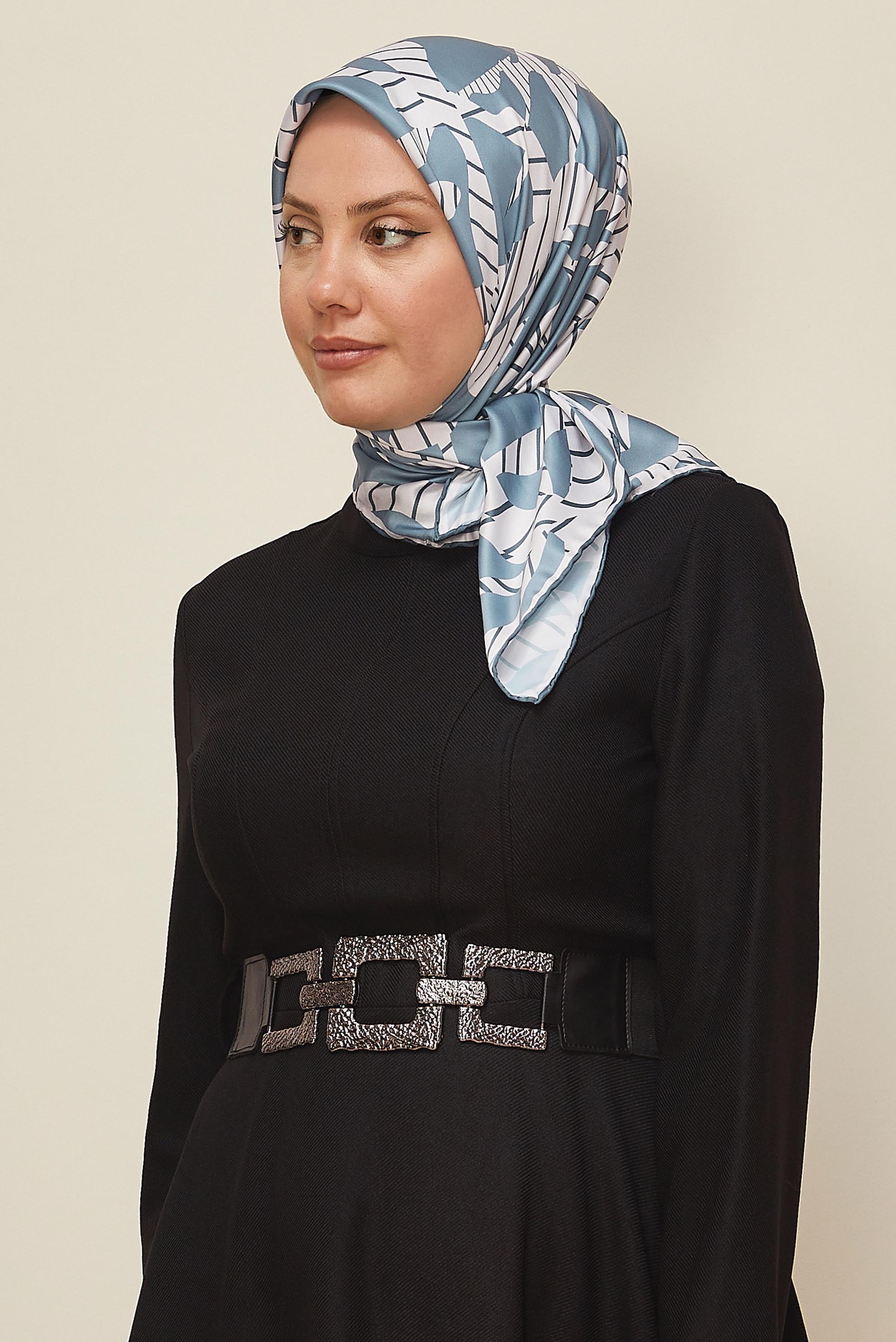Tesettür giyim GRİ ALVİNA DESENLİ EŞARP 11023