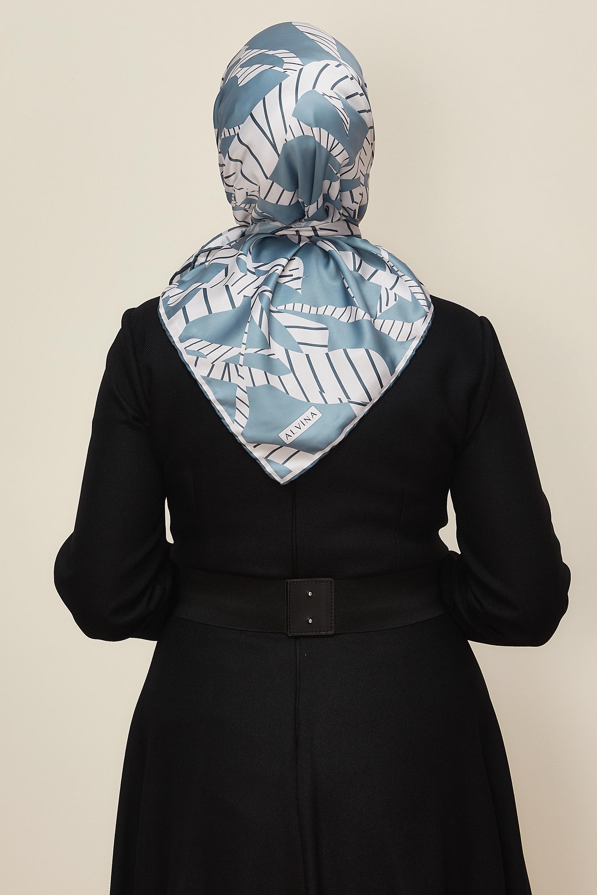 Tesettür giyim GRİ ALVİNA DESENLİ EŞARP 11023