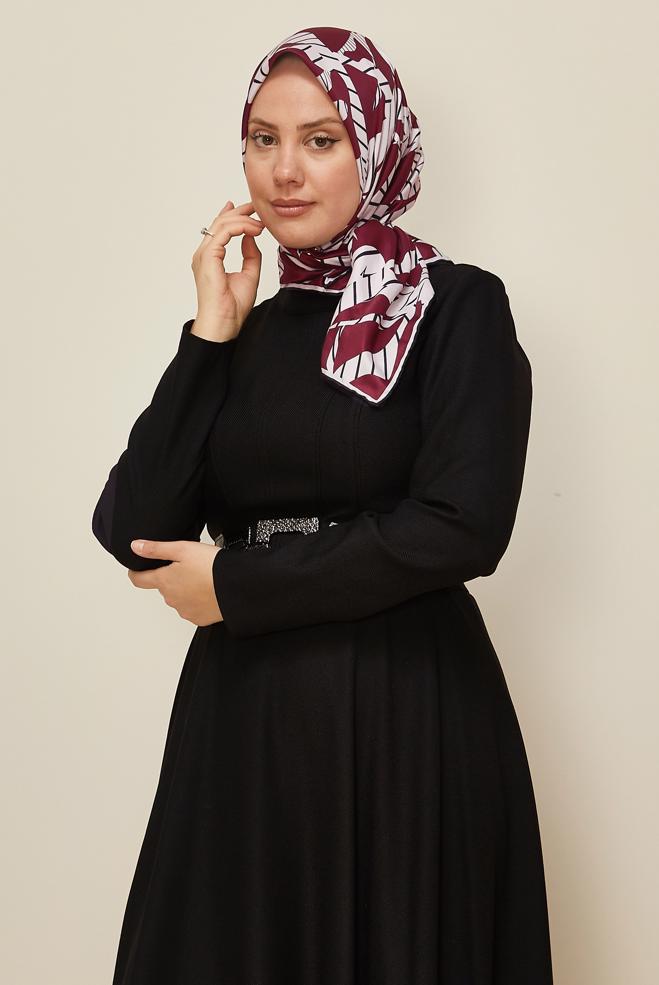 Vêtements hijab ROUGE BORDEAUX ALVINA ÉCHARPE À MOTIF 11023 - ALVİNA
