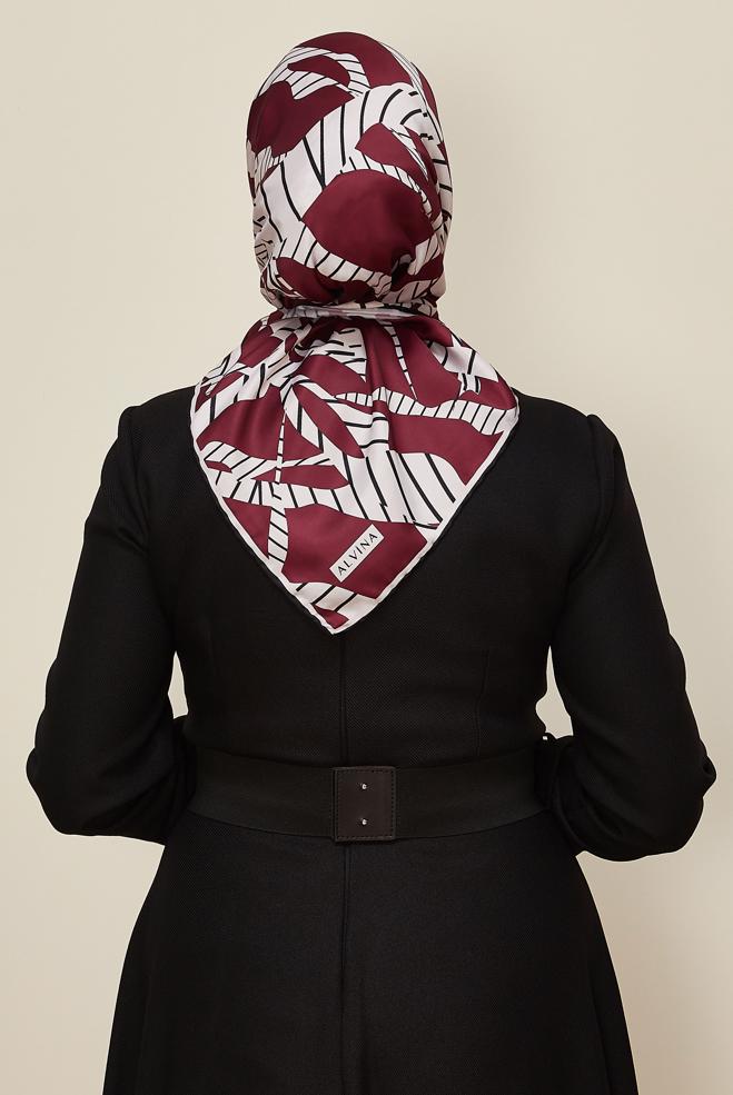 Vêtements hijab ROUGE BORDEAUX ALVINA ÉCHARPE À MOTIF 11023 - ALVİNA