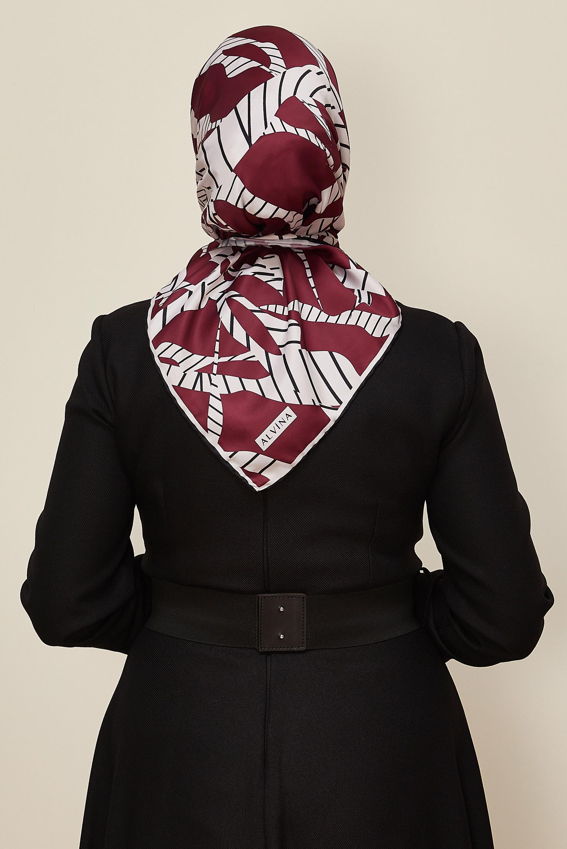 Vêtements hijab ROUGE BORDEAUX ALVINA ÉCHARPE À MOTIF 11023