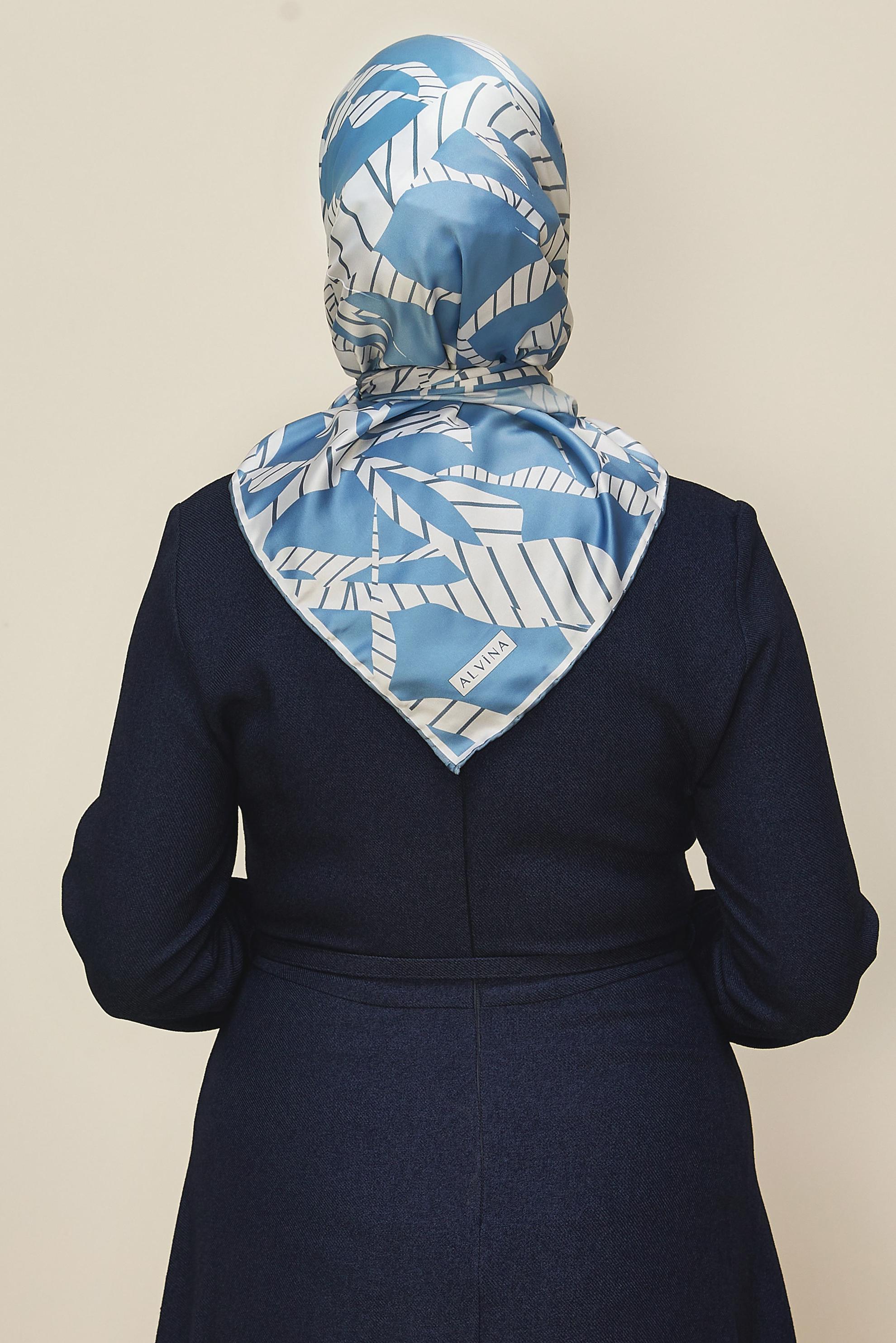 Tesettür giyim LACİVERT ALVİNA DESENLİ EŞARP 11023