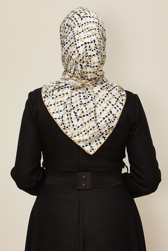 Vêtements hijab ÉCRUE ALVINA ÉCHARPE À MOTIF 11040 - ALVİNA