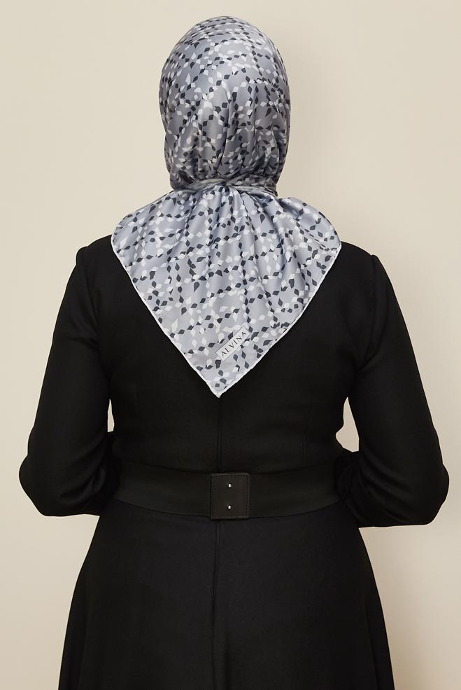 Vêtements hijab ARGENT ALVINA ÉCHARPE À MOTIF 11040 - ALVİNA