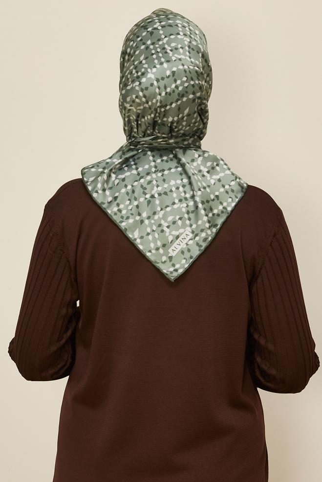 Vêtements hijab KAKI ALVINA ÉCHARPE À MOTIF 11040 - ALVİNA