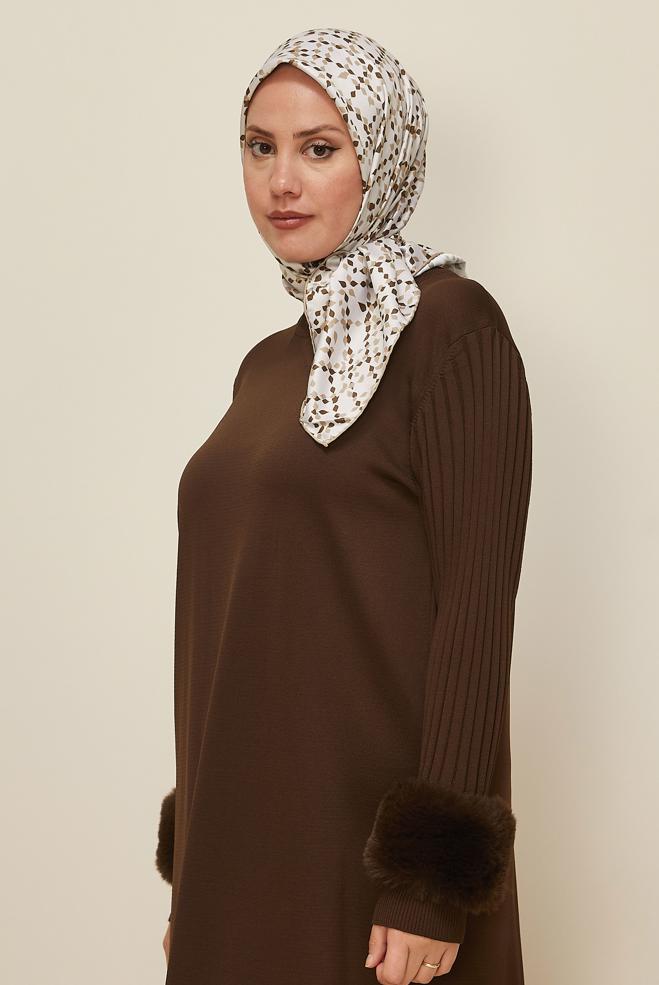 Vêtements hijab BEIGE ALVINA ÉCHARPE À MOTIF 11040 - ALVİNA