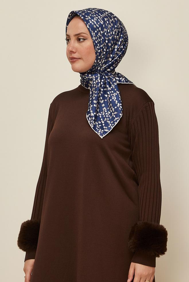 Vêtements hijab BLEU MARINE ALVINA ÉCHARPE À MOTIF 11040 - ALVİNA