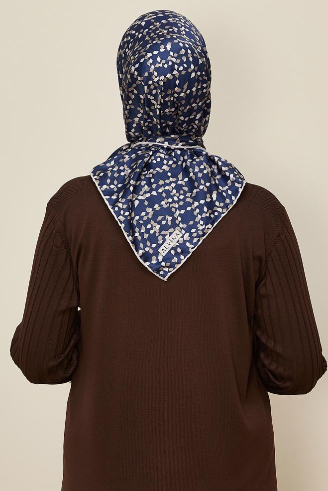 Vêtements hijab BLEU MARINE ALVINA ÉCHARPE À MOTIF 11040 - ALVİNA
