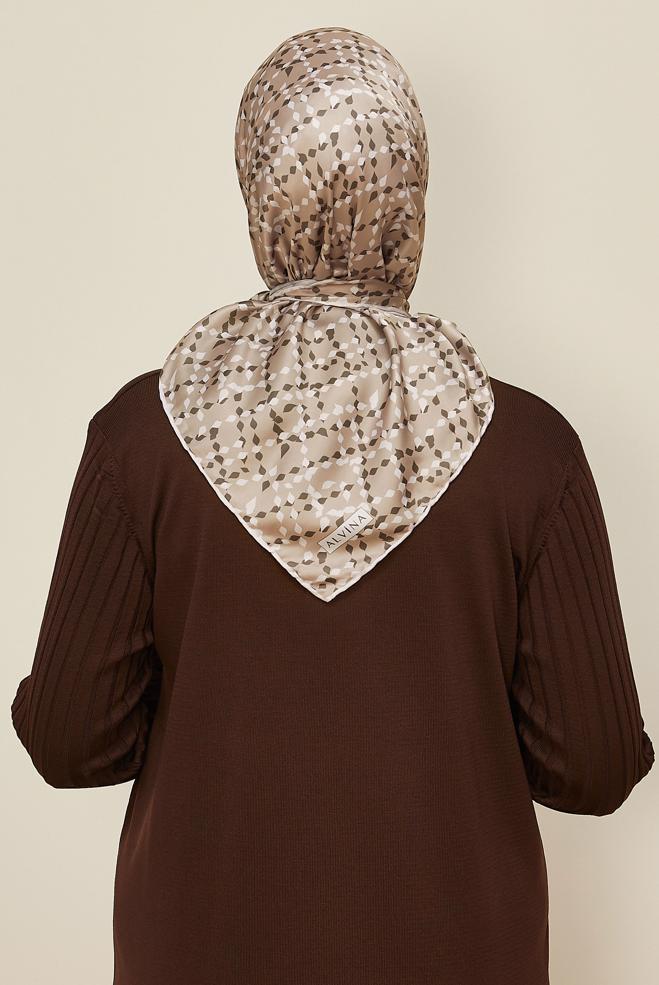 Tesettür giyim VİZON ALVİNA DESENLİ EŞARP 11040 - ALVİNA