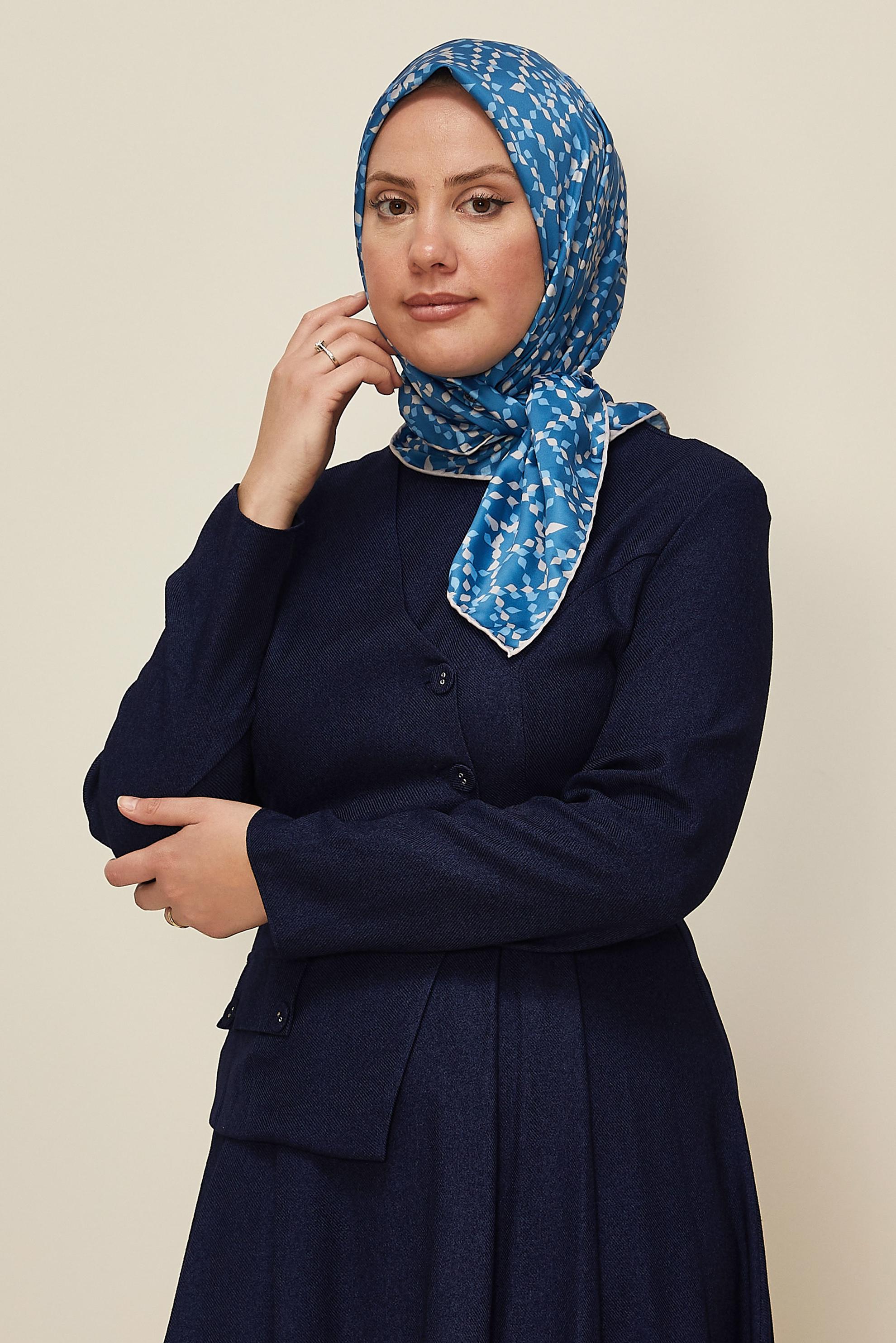 Tesettür giyim LACİVERT ALVİNA DESENLİ EŞARP 11040