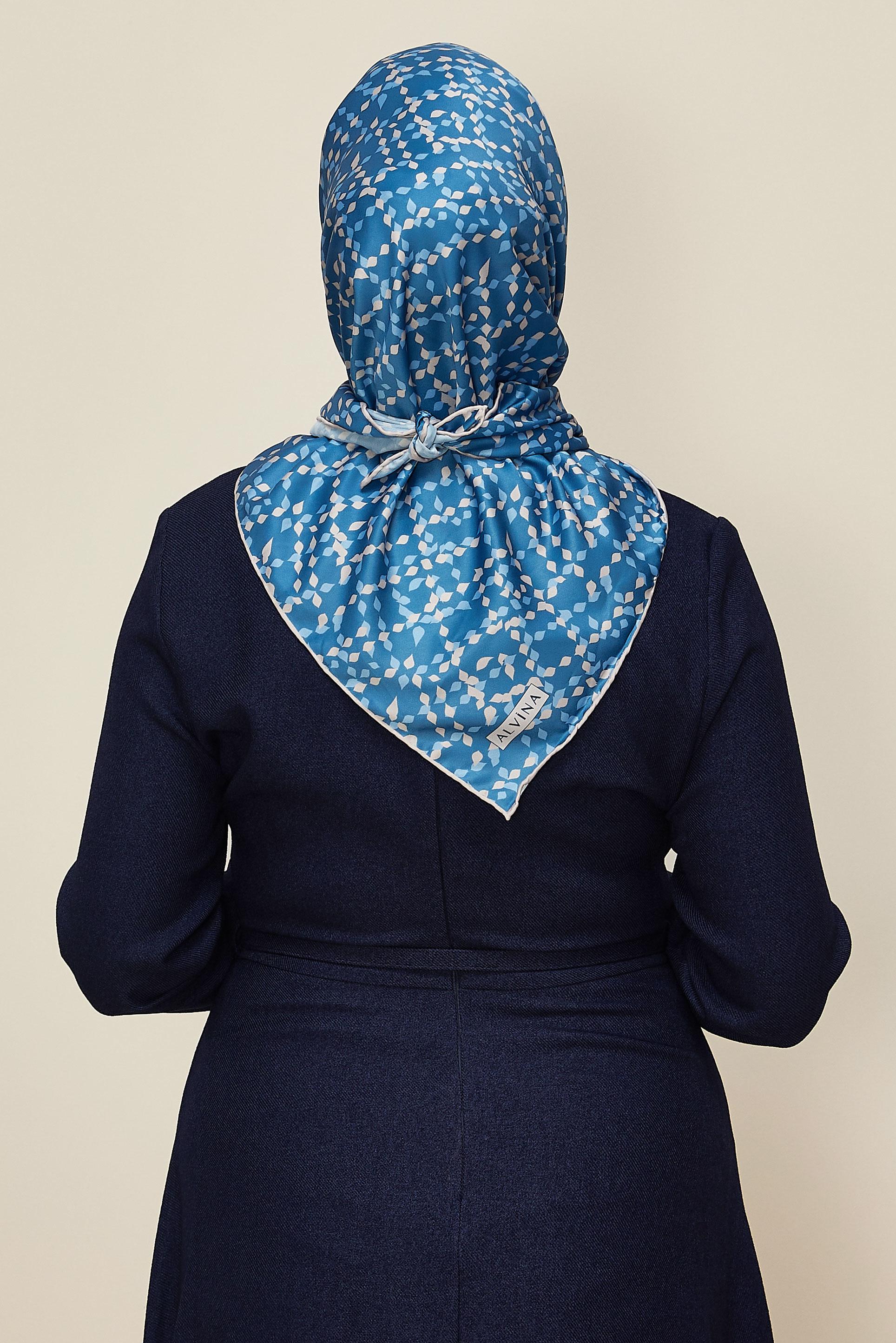 Tesettür giyim LACİVERT ALVİNA DESENLİ EŞARP 11040