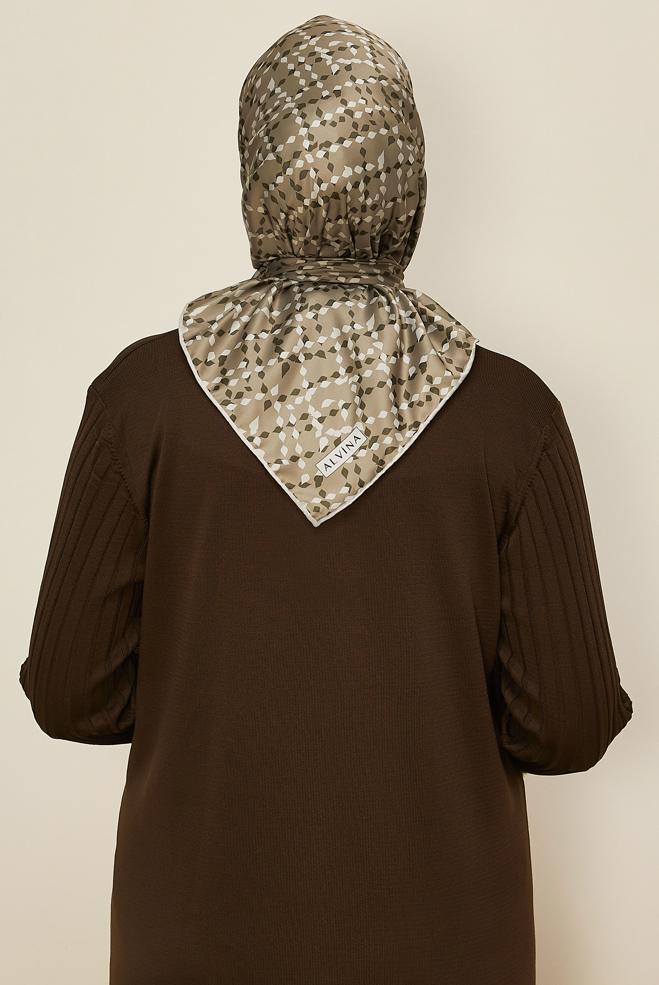 Tesettür giyim VİZON ALVİNA DESENLİ EŞARP 11040 - ALVİNA