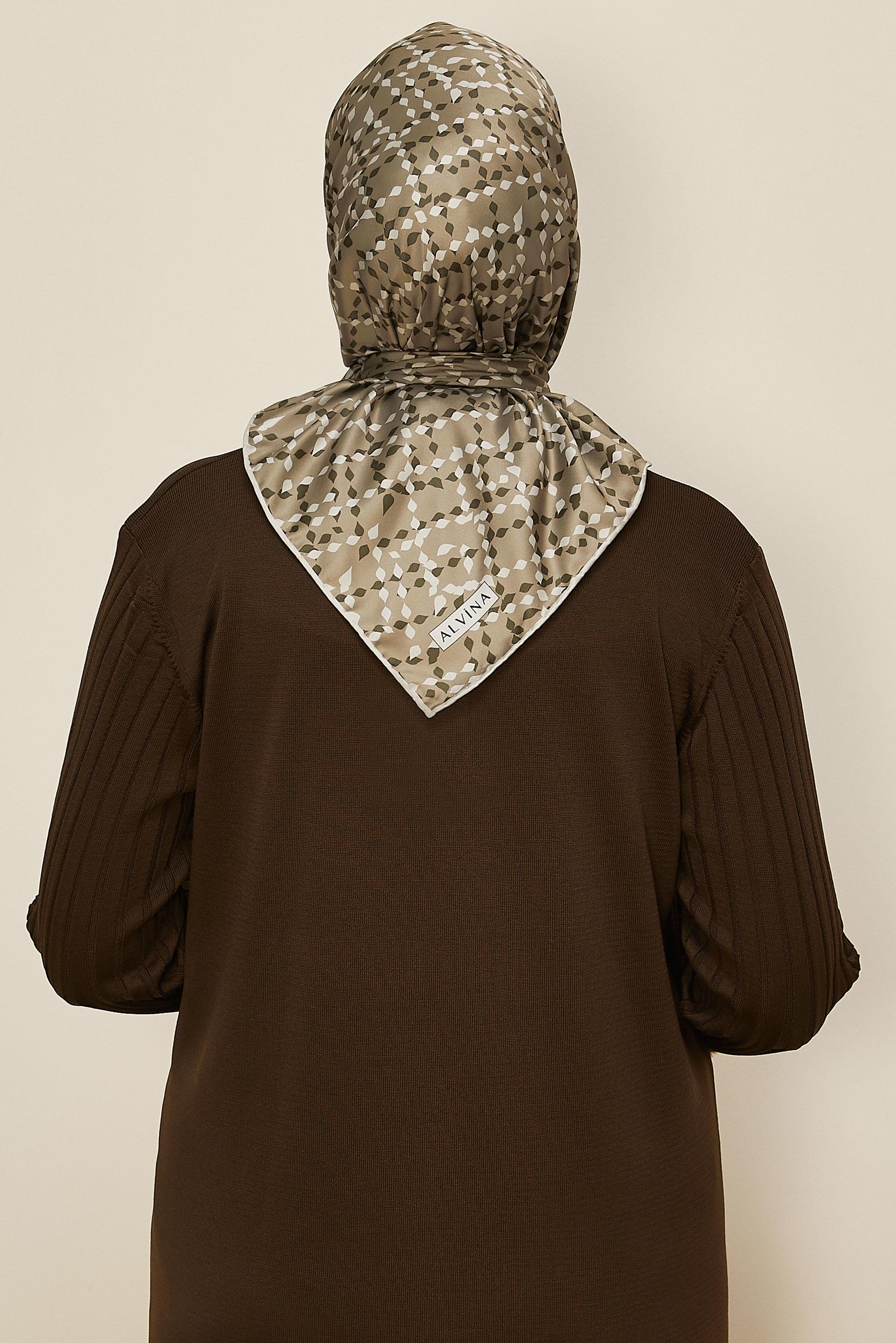 Tesettür giyim VİZON ALVİNA DESENLİ EŞARP 11040