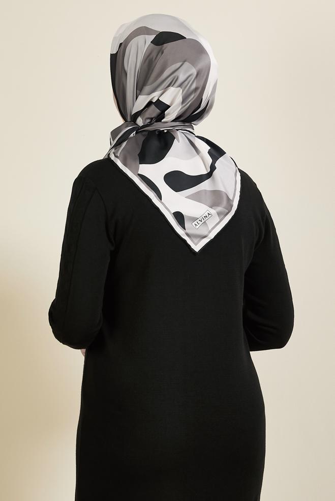 Vêtements hijab NOIR ALVINA ÉCHARPE À MOTIF 2424 - ALVİNA