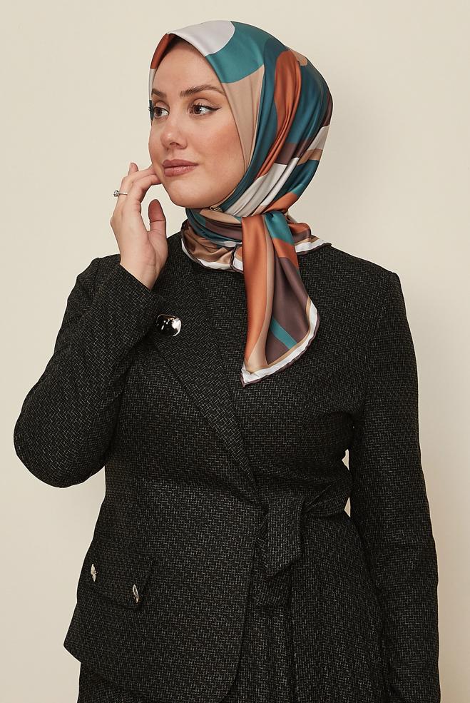Hijab clothing ORANGE ALVINA PATTERNED SCARF 2424 - ALVİNA