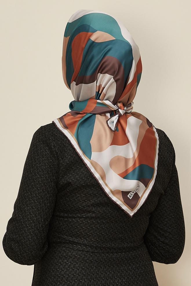 Hijab clothing ORANGE ALVINA PATTERNED SCARF 2424 - ALVİNA