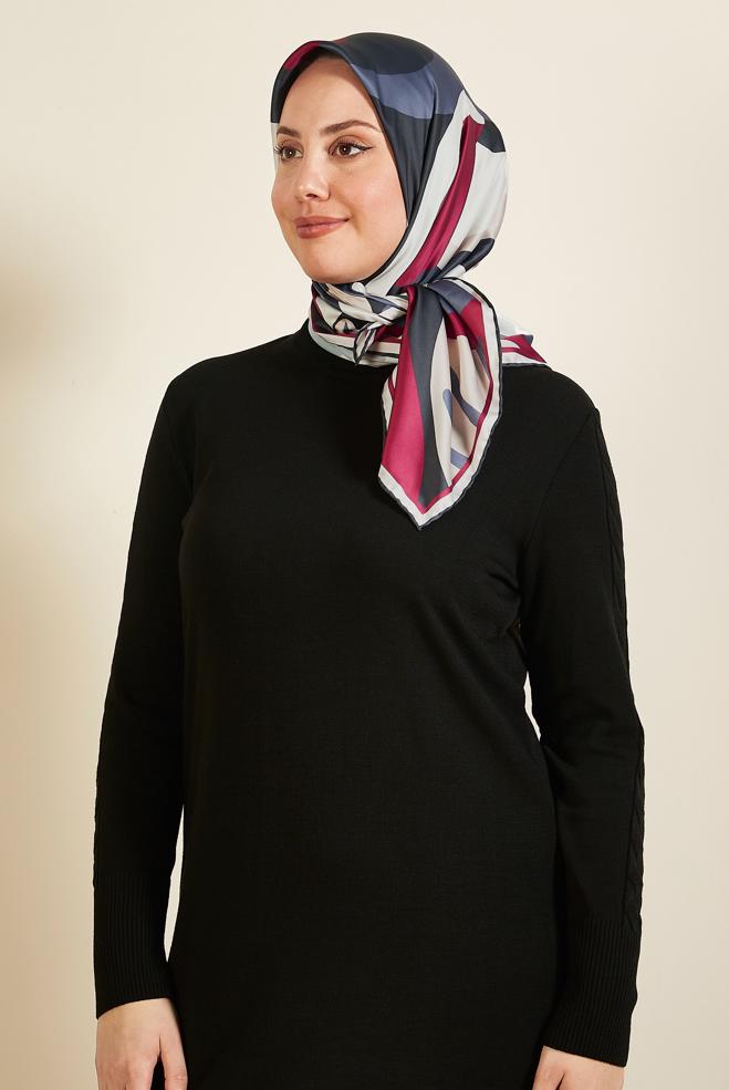 Vêtements hijab FUCHSIA ALVINA ÉCHARPE À MOTIF 2424 - ALVİNA
