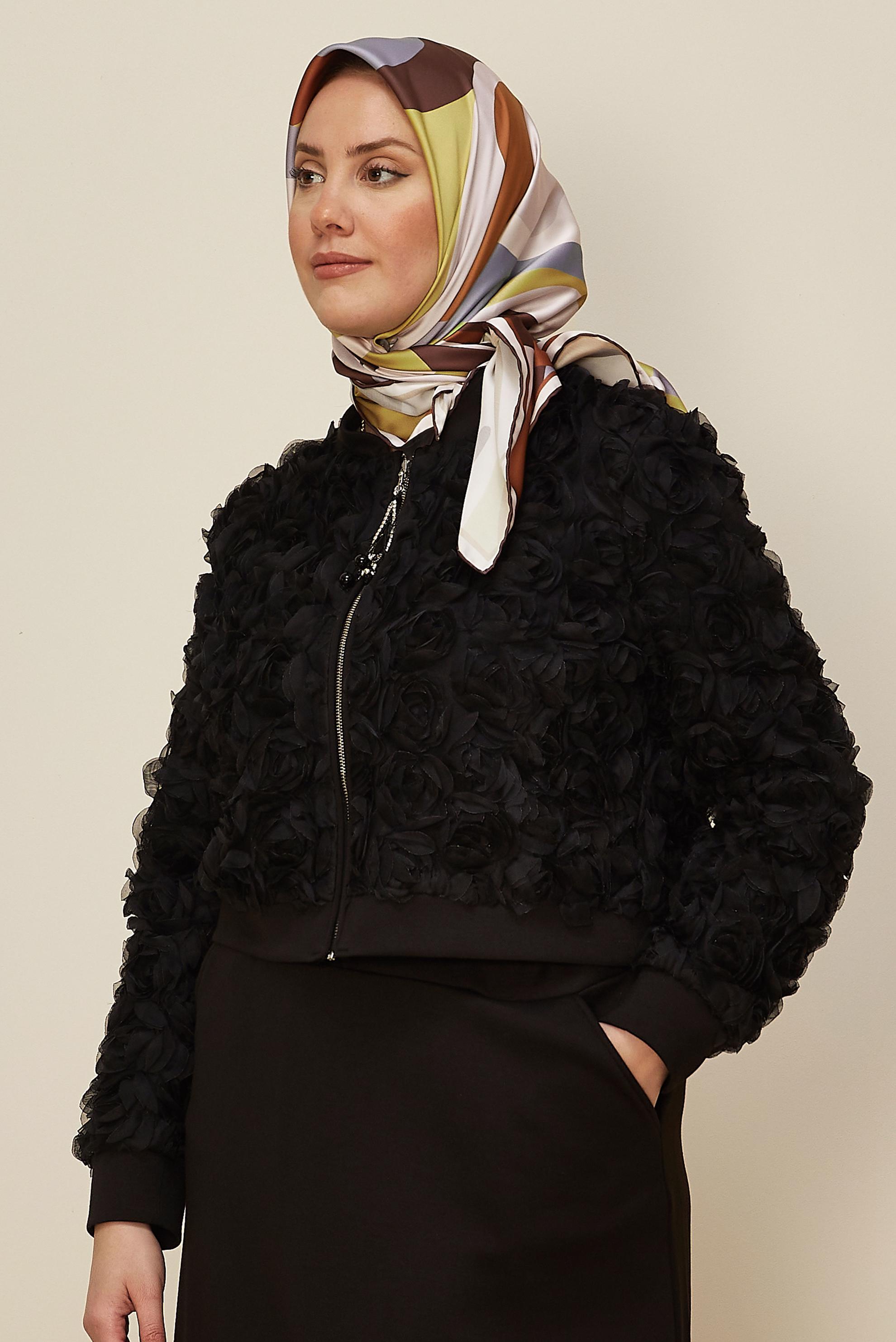 Tesettür giyim TABA ALVİNA DESENLİ EŞARP 2424