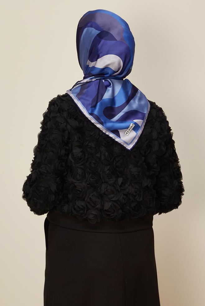 Tesettür giyim LACİVERT ALVİNA DESENLİ EŞARP 2424 - ALVİNA