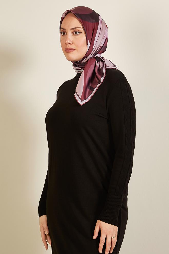 Vêtements hijab ROUGE BORDEAUX ALVINA ÉCHARPE À MOTIF 2424 - ALVİNA